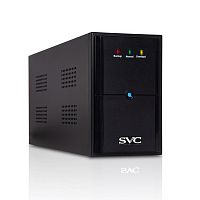ИБП UPS SVC V-2000-L, Диапазон работы AVR: 175-275В, Бат.: 12В/9Ачx2шт., 2 вых.: Shuko CEE7, Чёрный