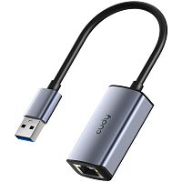 Адаптер CUDY UE10A Aluminum Portable USB-A to Gigabit Ethernet Adapter, Compatible with Laptop, MacBook, Surface, PC with Windows, XP, Mac/Linux and more