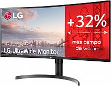 Монитор LCD 35" LG 35WN75CN-B, VA LED, Изогнутый, 3440x1440 (Ultra Wide Full HD 21:9), 100Hz, 2500:1, 300cd/m2, 178/178, 5ms, 2xHDMI, DP, 2xUSB3.0, Headpsone-Out, Колонки (2x7W)