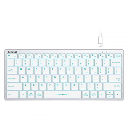 Клавиатура A4tech Fstyler FX61-Ice Blue LED USB, SLIM, белый корпус, Ice Blue подсветка