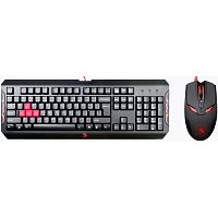 Keyboard+Mouse A4Tech BLOODY Q1100 (клавиатура Black+Red, USB, Blazing Gaming Desktop, подсветка боковых частей клавиатуры, защита от воды + мышь Bloody S2 USB, 800-3200dpi)