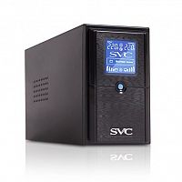 ИБП UPS SVC V-800-L-LCD, Мощность 800ВА/480Вт, Диапазон работы AVR: 165-275В, AVR в режиме Booster: 138-292В, Бат.: 12В/9 Ач*1шт., 3 вых.: 2 Shuko CEE7+1 IEC C13 (Bypass), Чёрный