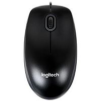 Мышь Logitech B100, оптическая 1000dpi, светодиодная, USB, 3 кнопки, 1.8 м, черная [910-003357]