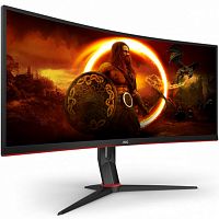 Монитор LCD 34" AOC CU34G2XP/BK, VA, Black, Curved, 3440x1440, 80M:1, 350cd/m2, 180Hz, 178/178, 1ms, 2xHDMI, 2xDP, 4USB3.0, Headphone-Out