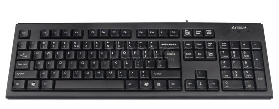 Клавиатура A4Tech KR-83, мембранная, 104btns, 1.5м, USB, Анг/Рус, Чёрный