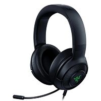 Наушники с микрофоном Razer Kraken V3 X USB игровая гарнитура, микрофон поворотный гибкий, динамики 40 мм, диапазон частот:12 Гц–28 кГц , чувствительность при 1 кГц: 109±3 дБ, Чёрный (2 года) [RZ04-03750300-R3M1]