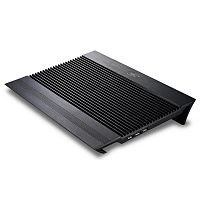 Охлаждающая подставка для ноутбука Deepcool N8 Black DP-N24N-N8BK, 17, Вентилятор 2 14см, 1000±10%RPM, 4 USB 2.0, 25,1дБл, Габариты 380х278х55мм, Чёрный