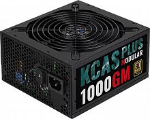 Блок питания 1000W Aerocool KCAS PLUS1000GM,1000W, ATX, Gold, APFC, 20+4 pin, 8pin, 4+4pin,10*Sata, 6*Molex, 6*PCI-E 6+2 pin, Модульный, Вентилятор 14см, Кабель питания, Чёрный