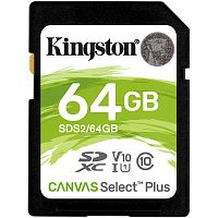 Карта памяти Secure Digital Card Kingston 64GB Canvas Select Plus [SDS2/64GB]