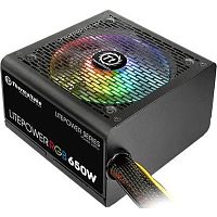 Блок питания 650W Thermaltake, Litepower RGB 650W, PS-LTP-0650NHSANE-1, ATX, APFC, 20+4 pin,4+4pin, 6*PATA, 5*SATA, 2*PCI-E 6+2-pin, 1*FDD, 1x120 мм, Подсветка RGB, Кабель питания,Чёрный