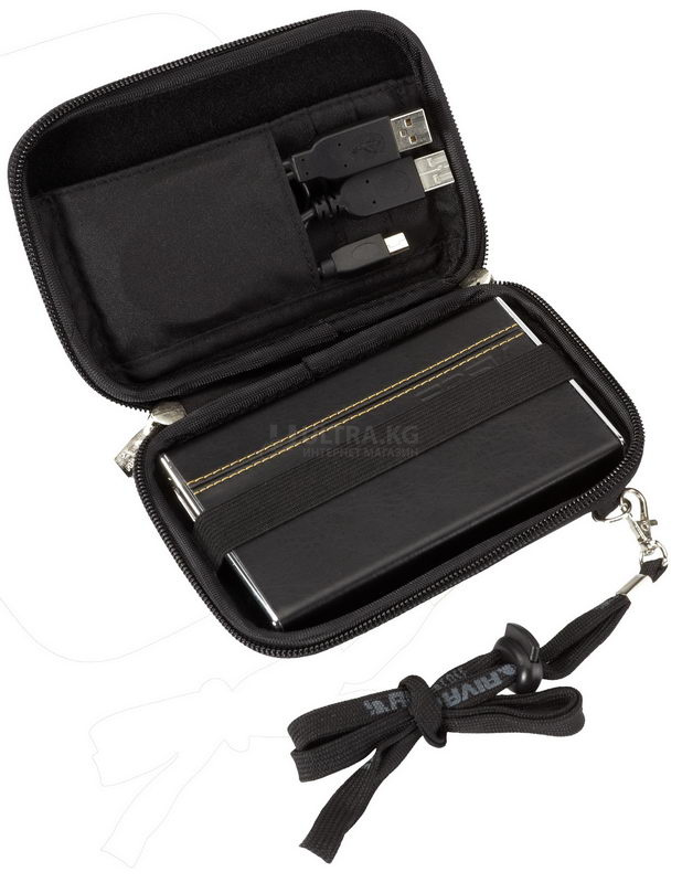 Чехол жесткого диска  2.5" RivaCase 9101 Черный, материал EVA, карман для кабеля, застежка молния, плечевой ремень. фото 2