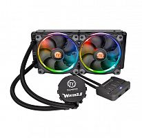 Водяное охлаждение Thermaltake, Water 3.0 Riing RGB 240, LGA2066/2011-3/2011/1366/1156/1155/1151/1150/AMDTR4/AM4/FM2/FM1/AM3+-3/AM2+-2, Riing Red 2*120мм вент, 400-1500 об/мин, 26.4 dB(A), Чёрный