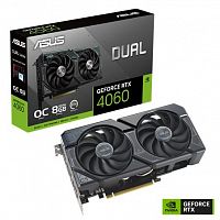 Видеокарта RTX 4060 ASUS DUAL-RTX4060-O8G GeForce RTX 4060 OC Edition 8GB GDDR6, Engine clock 2535MHz, Memory clock 17000MHz, 128Bit, 3xDP, HDMI