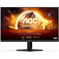 Монитор LCD 27" AOC 27G4XE, Fast IPS, Black, 1920x1080, 180Hz, 80M:1, 300cd/m2, 178/178, 1ms MPRT, Adaptive sync, G-SYNC Compatible, HDR10, VESA 100 x 100, регулировка по наклону, динамики 2x2W, 2xHDMI и DP1.4, выход на наушники (HDMI, DP в комплекте)