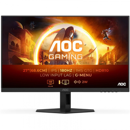 Монитор LCD 27" AOC 27G4XE, Fast IPS, Black, 1920x1080, 180Hz, 80M:1, 300cd/m2, 178/178, 1ms MPRT, Adaptive sync, G-SYNC Compatible, HDR10, VESA 100 x 100, регулировка по наклону, динамики 2x2W, 2xHDMI и DP1.4, выход на наушники (HDMI, DP в комплекте) Монитор LCD 27" AOC 27G4XE, Fast IPS, Black, 1920x1080, 180Hz, 80M:1, 300cd/m2, 178/178, 1ms MPRT, Adaptive sync, G-SYNC Compatible, HDR10, VESA 100 x 100, регулировка по наклону, динамики 2x2W, 2xHDMI и DP1.4, выход на наушники (HDMI, DP в комплекте)