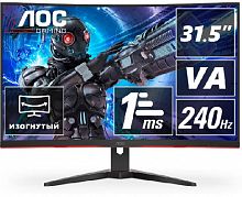 Монитор LCD 31.5" AOC C32G2ZE/BK, VA, Black, Curved, 240Hz, 1920x1080, 80M:1, 300cd/m2, 178/178, 1ms, 2xHDMI, DP, Headphone-Out