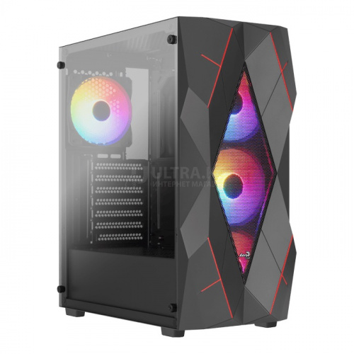 Корпус Aerocool Volcan-G-BK-v1, ATX/micro ATX/mini-ITX, USB 3.0/2*2.0, Audio+Mic, установлены 4xRGBх12см кулера, Выс .проц.кул. до 158мм,Дл VGA до 345мм (без пер.кул),2*3.5"/4*2.5",Толщ 0,5мм, 200x448.5x405мм, Без Б/П,Чёрный