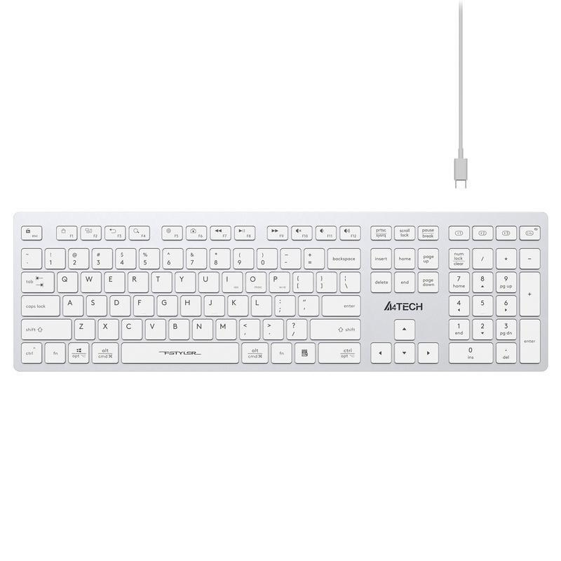 Беспроводная клавиатура A4tech Fstyler FBX50C White USB 2.4GHz, BT, ACC, WHITE Беспроводная клавиатура A4tech Fstyler FBX50C White USB 2.4GHz, BT, ACC, WHITE