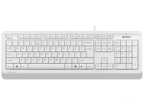Клавиатура A4tech Fstyler FK-10-WHITE USB, мембранная, комфортные закругленные клавиши, лазерная гравировка , высокая стойкость и долговечность, горячие клавиши,456x156x 24 мм, Анг/Рус, 1.5m, Белый