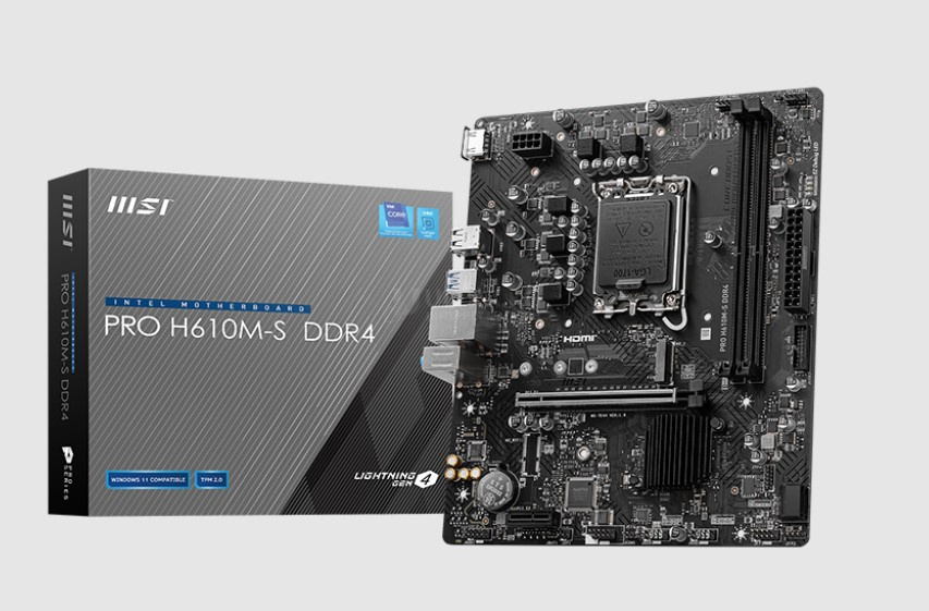 Матплата MSI H610M-S DDR4, LGA1700, Intel H610, 2xDDR4 (max 64GB), 1xPCI-E16X, 1xPCI-E1x, кодек Realtek® ALC897, 7.1, встроенная графика, GBLAN, 4SATA+M.2, 4USB3.2+8USB2.0, HDMI, mATX Матплата MSI H610M-S DDR4, LGA1700, Intel H610, 2xDDR4 (max 64GB), 1xPCI-E16X, 1xPCI-E1x, кодек Realtek® ALC897, 7.1, встроенная графика, GBLAN, 4SATA+M.2, 4USB3.2+8USB2.0, HDMI, mATX