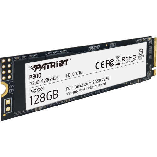 Твердотельный накопитель SSD 128GB Patriot P300 M2, NVME PCIe Gen 3, 2280 TLC 3D, Read/Write up 1600/600MB/s, 150000 IOPS [P300P128GM28]