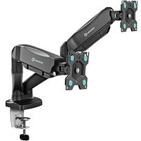 Настольный кронштейн наклонно-поворотный для 2-х мониторов ONKRON G160, Макс. Нагрузка-8.0 кг, Диагональ экрана от 13"до 32", Наклон 45°/+90°, Поворот 360°, Черный