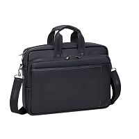 Сумка для ноутбука RivaCase 8940 Черная 15.6" Водоотталкивающая ЭКО кожа. Три внешних кармана на молнии для аксессуаров, визиток и смартфона, плечевой ремень