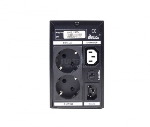 ИБП UPS SVC V-800-L, 800VA(480W), 12V/9Ah, 165-275В, Вход 220В, Выход 220В +/-10% x 3 вых. (2 Shuko CEE7 + 1 IEC C13 (Bypass)), Частота 50Гц, Время переключения 3 м/с, Черный, Пластиковый корпус фото 2 ИБП UPS SVC V-800-L, 800VA(480W), 12V/9Ah, 165-275В, Вход 220В, Выход 220В +/-10% x 3 вых. (2 Shuko CEE7 + 1 IEC C13 (Bypass)), Частота 50Гц, Время переключения 3 м/с, Черный, Пластиковый корпус фото 2