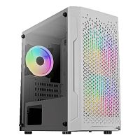 Корпус Aerocool Trinity Mini-G-WT-v2 MicroATX/miniITX,USB2*3.0/1*2.0,HD-Audio+Mic,Кулер 1*14см+2*12см,FRGB,CPU кулера до 158мм,VGA до 297мм(без радиатора),Окно из закал,200x375x300mm,Без Б/П,Белый