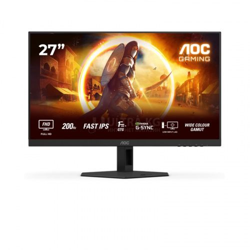 Монитор LCD 27" AOC 27G4HRE, Fast IPS, Black, 1920x1080, 200Hz, 80M:1, 300cd/m2, 178/178, 0,5ms, Tilt, G-SYNC Compatible, HDR 10, регулировка по наклону, динамики 2x2W, 2xHDMI и DP1.4, выход на наушники (HDMI, DP в комплекте)