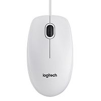 Мышь Logitech B100, оптическая 1000dpi, светодиодная, USB, 3 кнопки, 1.8 м, белая [910-003360]