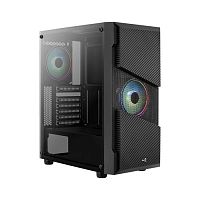 Корпус Aerocool Menace Saturn RGB-G-BK-v1, ATX/Micro/ATX, USB2*3.0,HD-Audio+Mic, Кулер 2*12см RGB, Высота CPU кулера до 157мм, Длина VGA до 317мм, 2*3.5"/3*2.5", 205x457x392мм, Без Б/П, Чёрный