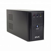 ИБП UPS SVC V-650-L, 650VA(400W), Диапазон работы AVR: 165-275В, AVR в режиме Booster: 138-292В, Бат.: 12В/7.5 Ач*1шт., 3 вых.: 2 Shuko CEE7+1 IEC C13 (Bypass), Чёрный