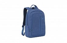 Рюкзак для ноутбука RivaCase 7560 Canvas 15.6" Синий. Высококачественная, водоотталкивающая ткань. Утолщенные стенки. Смягчающие наплечные ремни