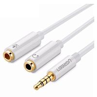 Аудиокабель UGREEN AV141 3.5mm male to 2 Female Audio Cable ABS Case, White