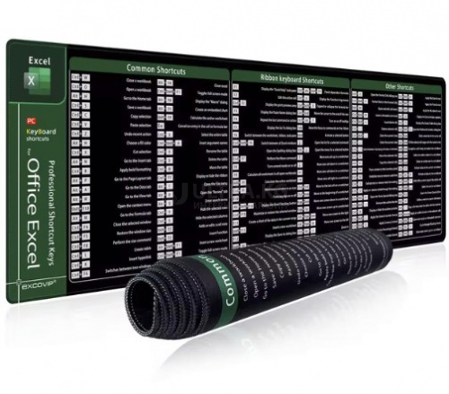 Коврик для мыши XL с клавишами быстрого доступа Excel - с нескользящими обшитыми краями 80 х 30 см