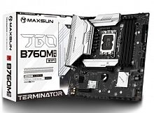 Матплата MAXSUN Terminator B760M D4 WIFI, LGA1700, Intel B760, 4xDDR4 PC42600, 1xPCI-E 5.0x16, 1xPCI-E 3.0x1, Sound8Ch, GLAN, 4SATA+3M.2, RAID, mATX, 5USB3.2+8USB2.0, HDMI, DP, WiFi