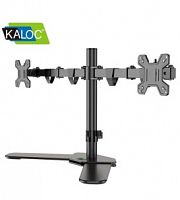 Настольный кронштейн для 2-х мониторов Kaloc Zeno KLC-DW220-T, Макс. Нагрузка-9.0 кг, Диагональ экрана от 17"до 27", Наклон 90°/+90°, Поворот 360°, VESA 75x75, 100x100mm, Чёрный