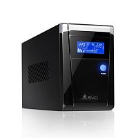 UPS SVC V-650-F-LCD, 650VA(400W), 12V/9Ah, AVR стабилизатор 165-275VAC, 3 вых: 2 системных+1 для принтера (Bypass), Black, USB (технология Smart), LCD display б/у