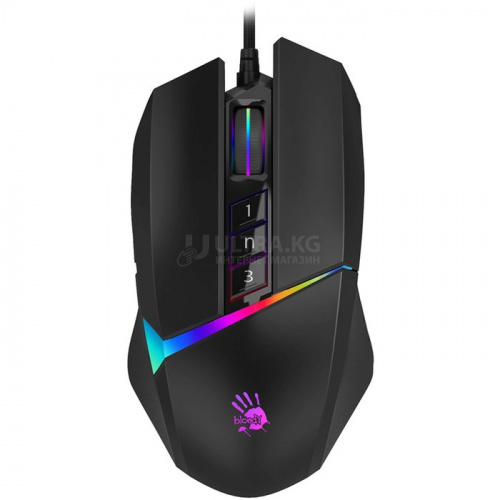 Мышь A4Tech Bloody W60-Max Black, оптическая 1000dpi, USB, RGB, размер: 108х64х35мм.,игровая, проводная, черная